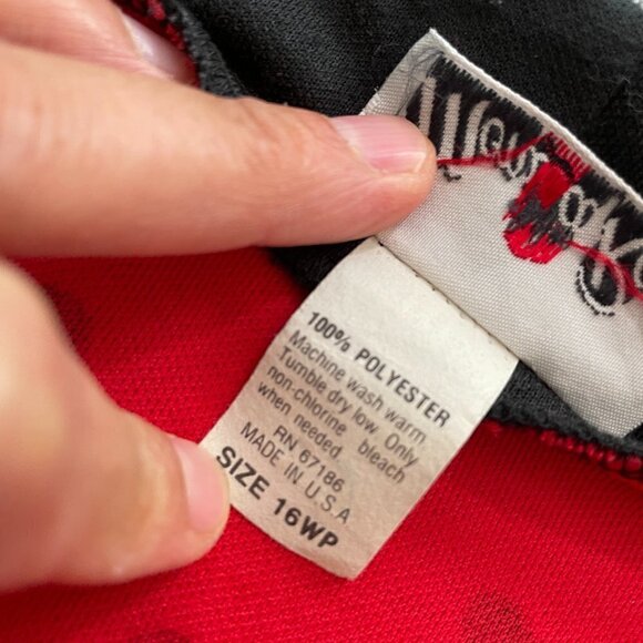 Vintage Monica Rose USA Red Black Polka Dot Sweater Cardigan Jacket Womens L/XL - Picture 10 of 12